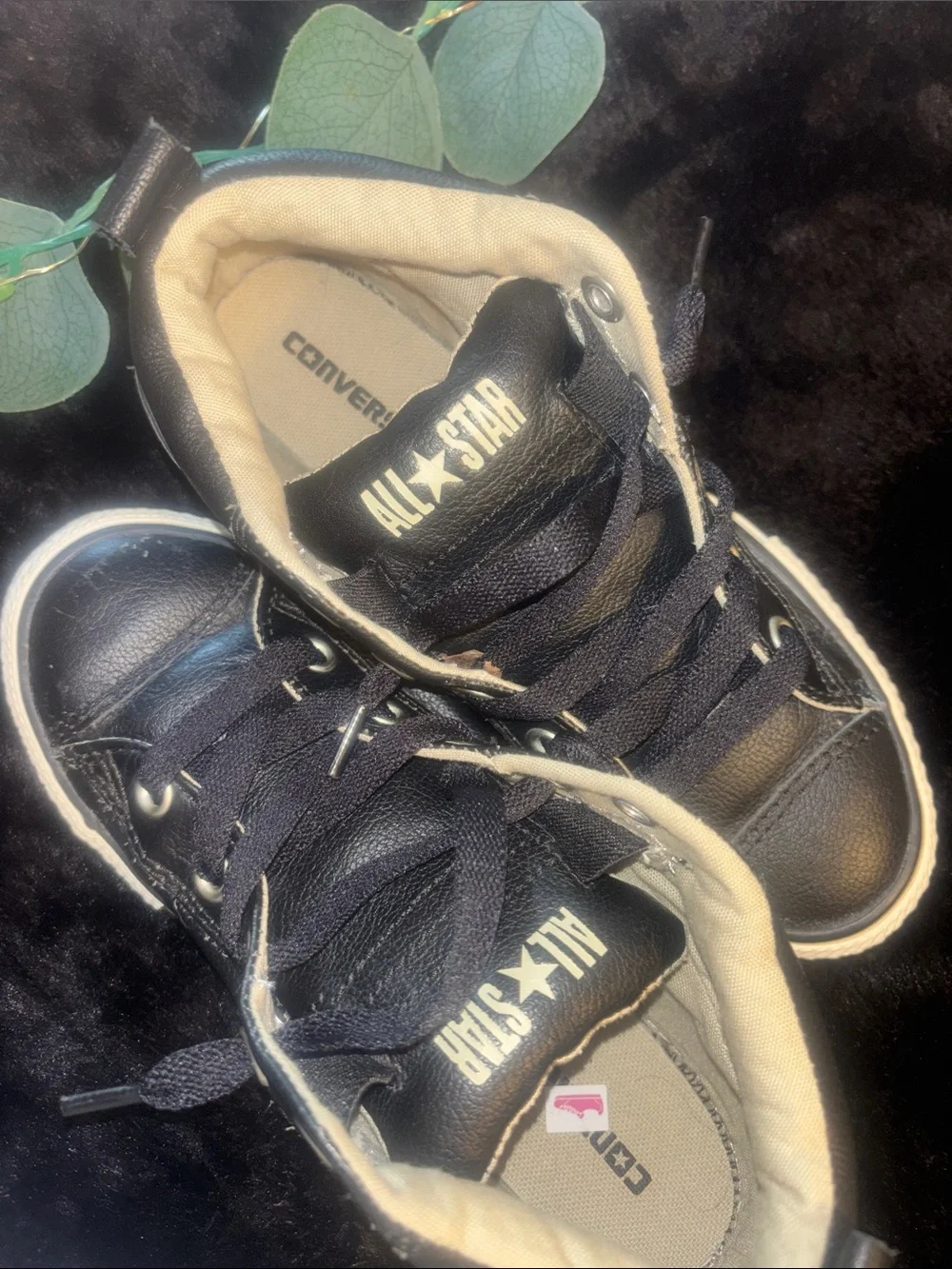 Converse Kids Black Leather Low-Top All Star Sneakers